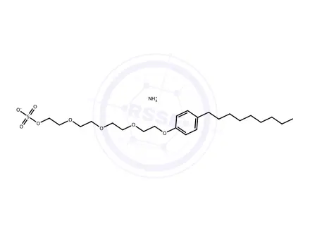 Chemical structure of ammonium 2-[2-[2-[2-(4-nonylphenoxy)ethoxy]ethoxy]ethoxy]ethyl sulphate