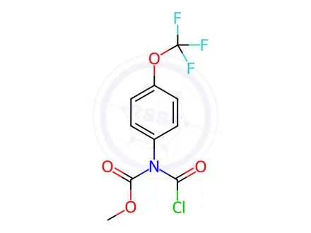 Chemical structure of Methyl N-carbonochloridoyl-N-[4-(trifluoromethoxy)phenyl]carbamate