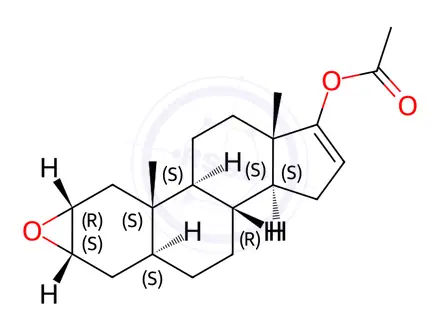 Chemical structure of (3aS,3bR,5aS,6aR,7aS,8aS,8bS,10aS)-8a,10a-Dimethyl-3a,3b,4,5,5a,6,6a,7a,8,8a,8b,9,10,10a-tetradecahydro-3H-cyclopenta[7,8]phenanthro[2,3-b]oxiren-1-yl acetate