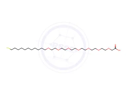 Chemical structure of 23-(9-Mercaptononyl)-3,6,9,12,15,18,21-heptaoxatricosanoic Acid