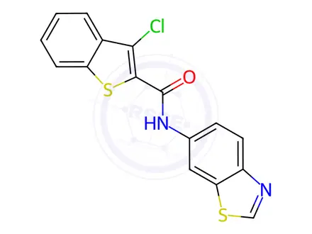 Chemical structure of N-(Benzo[d]thiazol-6-yl)-3-chlorobenzo[b]thiophene-2-carboxamide