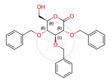 Chemical structure of 2,3,4-Tris-O-(phenylmethyl)-δ-lactone D-Gluconic Acid