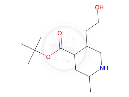 Chemical structure of (2R,4S,5R)-tert-Butyl 5-(2-hydroxyethyl)-2-methylpiperidine-4-carboxylate