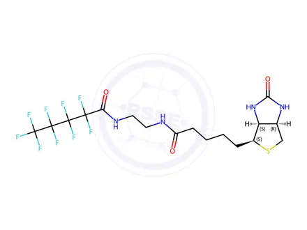 Chemical structure of 2,2,3,3,4,4,5,5,5-nonafluoro-N-(2-(5-((3aS,4S,6aR)-2-oxohexahydro-1H-thieno[3,4-d]imidazol-4-yl)pentanamido)ethyl)pentanamide