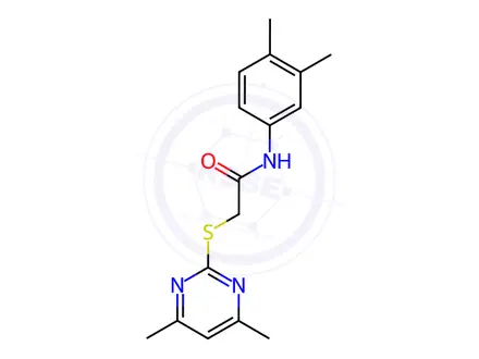 Chemical structure of N-(3,4-dimethylphenyl)-2-((4,6-dimethylpyrimidin-2-yl)thio)acetamide
