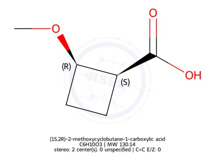 Chemical structure of (1S,2R)-2-methoxycyclobutane-1-carboxylic acid