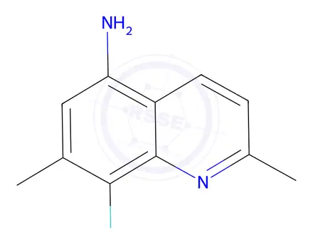 Chemical structure of 8-Fluoro-2,7-dimethylquinolin-5-amine