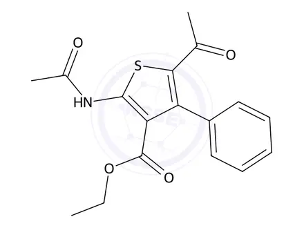 Chemical structure of Ethyl 2-acetamido-5-acetyl-4-phenylthiophene-3-carboxylate