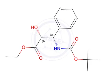 Chemical structure of N-(t-Boc)-3-phenyl Isoserine Ethyl Ester