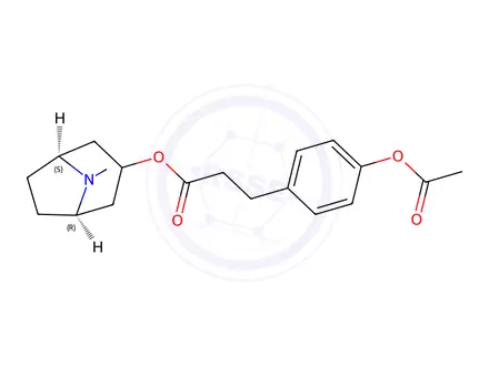 Chemical structure of p-Acetoxybenzenepropionic acid (1R,5S)-tropan-3α-yl ester