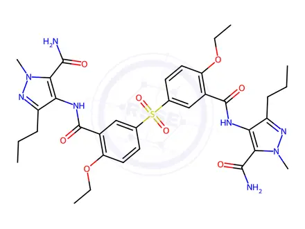 Chemical structure of 3-[[[5-Aminocarbonyl-1-methyl-3-propyl-1H-pyrazol-4-yl]amino]carbonyl]-4-ethoxy-benzenesulfonyl Dimer