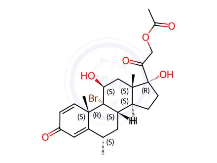 Chemical structure of 2-((6S,8S,9R,10S,11S,13S,14S,17R)-9-bromo-11,17-dihydroxy-6,10,13-trimethyl-3-oxo-6,7,8,9,10,11,12,13,14,15,16,17-dodecahydro-3H-cyclopenta[a]phenanthren-17-yl)-2-oxoethyl acetate
