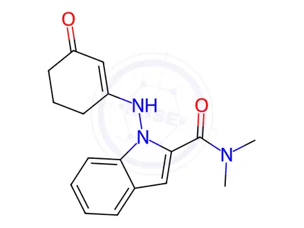 Chemical structure of N,N-Dimethyl-1-((3-oxocyclohex-1-en-1-yl)amino)-1H-indole-2-carboxamide