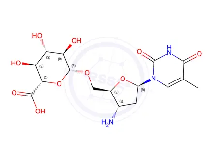 Chemical structure of 3'amino-3'-deoxy-5'-glucopyranuronosylthymidine