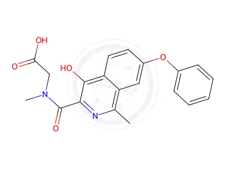 Chemical structure of N-(4-hydroxy-1-methyl-7-phenoxyisoquinoline-3-carbonyl)-N-methylglycine