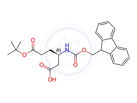 Chemical structure of (R)-3-((((9H-Fluoren-9-yl)methoxy)carbonyl)amino)-6-(tert-butoxy)-6-oxohexanoic acid
