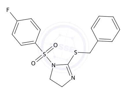 Chemical structure of 2-(Benzylthio)-1-((4-fluorophenyl)sulfonyl)-4,5-dihydro-1H-imidazole