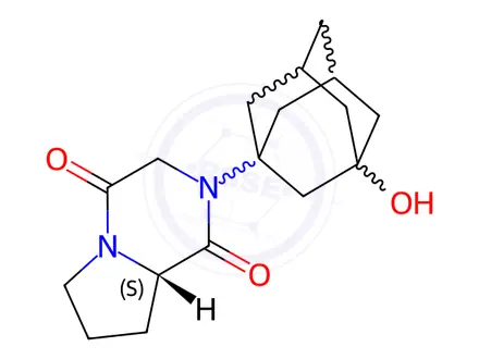 Chemical structure of Vildagliptin Dione Impurity