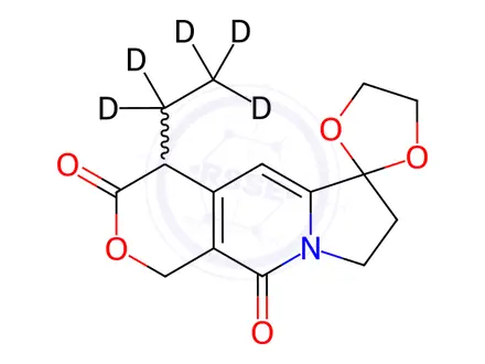 Chemical structure of 4'-Ethyl-7',8'-dihydro-spiro[1,3-dioxolane-2,6'(3'H)-[1H]pyrano[3,4-f]indolizine]-3',10'(4'H)-dione-d5