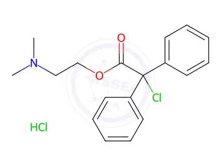 Chemical structure of 2-(Dimethylamino)ethyl 2-chloro-2,2-diphenylacetate hydrochloride