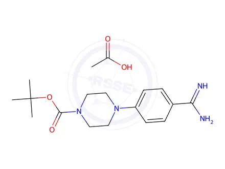 Chemical structure of 1-Boc-4-(4-carbamimidoyl-phenyl)-piperazine acetate