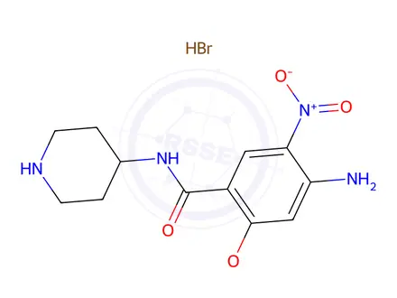 Chemical structure of 4-Amino-2-ethoxy-5-nitro-N-4-piperidinyl-benzamide HBr