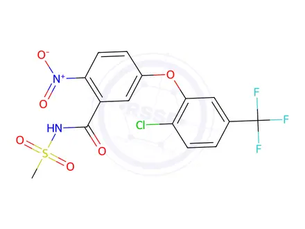 Chemical structure of 5-(2-Chloro-5-(trifluoromethyl)phenoxy)-N-(methylsulfonyl)-2-nitrobenzamide