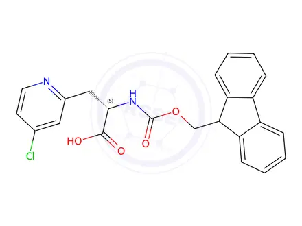 Chemical structure of (S)-2-((((9H-fluoren-9-yl)methoxy)carbonyl)amino)-3-(4-chloropyridin-2-yl)propanoic acid