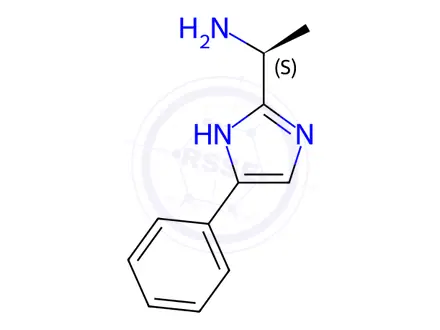 Chemical structure of 1H-IMidazole-2-MethanaMine,-Methyl-5-phenyl-, hydrochloride (1:2), (S)-