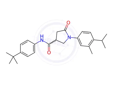 Chemical structure of N-(4-(tert-butyl)phenyl)-1-(4-isopropyl-3-methylphenyl)-5-oxopyrrolidine-3-carboxamide