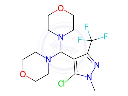 Chemical structure of 4-[[5-chloro-1-methyl-3-(trifluoromethyl)-1H-pyrazol-4-yl](morpholino)methyl]morpholine