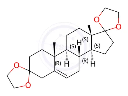 Chemical structure of (8'R,9'S,10'R,13'S,14'S)-10',13'-dimethyl-1',4',7',8',9',10',11',12',13',14',15',16'-dodecahydro-2'H-dispiro[[1,3]dioxolane-2,3'-cyclopenta[a]phenanthrene-17',2''-[1,3]dioxolane]