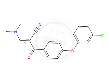 Chemical structure of (2E)-2-[(E)-4-(3-Chlorophenoxy)benzoyl]-3-(dimethylamino)prop-2-enenitrile