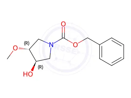 Chemical structure of BENZYL TRANS-3-HYDROXY-4-METHOXYPYRROLIDINE-1-CARBOXYLATE