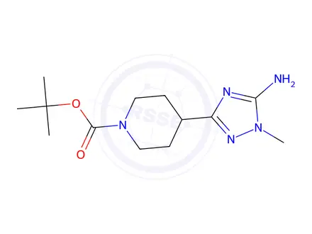 Chemical structure of tert-Butyl 4-(5-Amino-1-methyl-1H-1,2,4-triazol-3-yl)piperidine-1-carboxylate