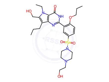 Chemical structure of 5-Ethyl-2-(5-((4-(2-hydroxyethyl)piperazin-1-yl)sulfonyl)-2-propoxyphenyl)-6-(hydroxymethyl)-7-propyl-3,5-dihydro-4H-pyrrolo[3,2-d]pyrimidin-4-one