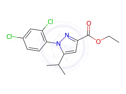 Chemical structure of Ethyl 1-(2,4-dichlorophenyl)-5-isopropyl-1H-pyrazole-3-carboxylate