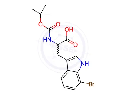 Chemical structure of 3-(7-Bromo-1H-indol-3-yl)-2-((tert-butoxycarbonyl)amino)propanoic acid