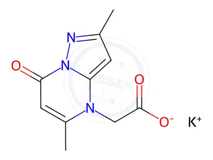 Chemical structure of Potassium 2-(2,5-dimethyl-7-oxopyrazolo[1,5-a]pyrimidin-4(7h)-yl)acetate