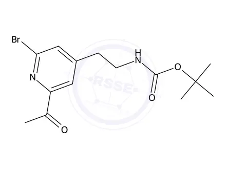 Chemical structure of tert-Butyl (2-(2-acetyl-6-bromopyridin-4-yl)ethyl)carbamate