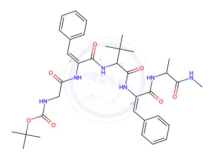 Chemical structure of (1,1-dimethylethoxy)carbonyl-glycyl-delta-phenylalanyl-leucyl-delta-phenylalanyl-N-methylalaninamide