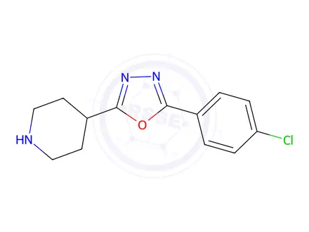 Chemical structure of 2-(4-Chlorophenyl)-5-(piperidin-4-yl)-1,3,4-oxadiazole