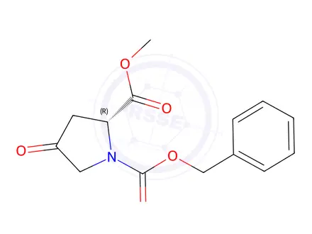 Chemical structure of 1,2-Pyrrolidinedicarboxylic acid, 4-oxo-, 2-Methyl 1-(phenylMethyl) ester, (R)-