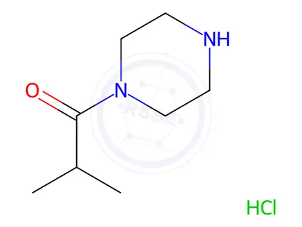 Chemical structure of 2-Methyl-1-(piperazin-1-yl)propan-1-one Hydrochloride