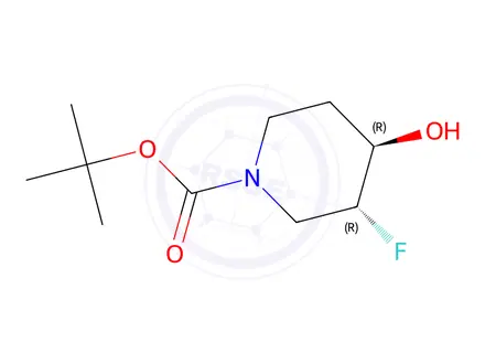 Chemical structure of tert-Butyl (3R,4R)-3-fluoro-4-hydroxypiperidine-1-carboxylate