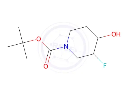 Chemical structure of 3-Fluoro-4-hydroxy-1-piperidinecarboxylic Acid tert-Butyl Ester(Mixture of Diastereomers)