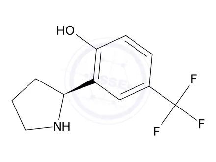 Chemical structure of (S)-2-(pyrrolidin-2-yl)-4-(trifluoromethyl)phenol