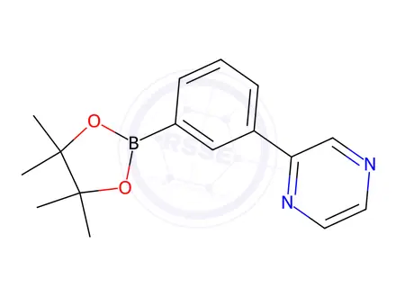 Chemical structure of 2-(3-(4,4,5,5-Tetramethyl-1,3,2-dioxaborolan-2-yl)phenyl)pyrazine
