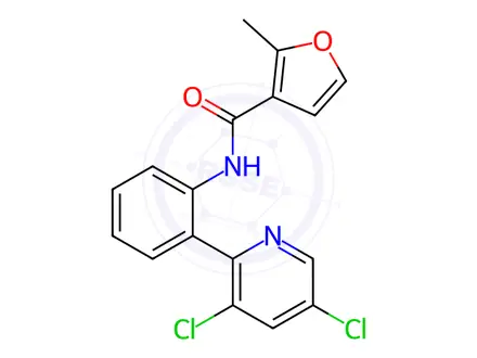 Chemical structure of N-(2-(3,5-Dichloropyridin-2-yl)phenyl)-2-methylfuran-3-carboxamide
