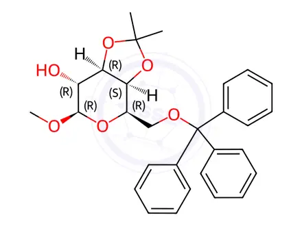 Chemical structure of METHYL-3,4-O-ISOPROPYLIDENE-6-O-TRIPHENYLMETHYL-BETA-D-GALACTOPYRANOSIDE